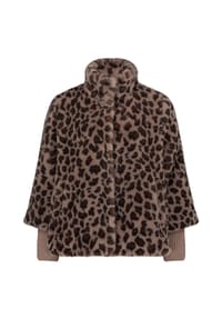 BETTY BARCLAY - Plüschjacke mit Stehkragen - Taupe/Braun