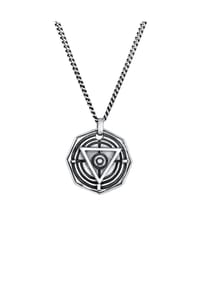 KUZZOÍ - Halskette Herren Dreieck Kreis Symbol Magie 925 Silber - Schwarz