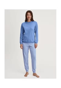 CALIDA - Damen Bündchen-Pyjama Lovely Nights - 488 PEACOAT BLUE