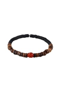 KUZZOÍ - Armband Cornelian Rot Heishi Perlen 925 Sterling Silber - Braun