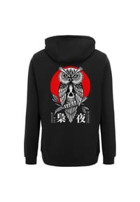 OLDSKULL - Hoodie Asian Secret Owl Skull Graphic Traditionelles fernöstliches Motiv - Black