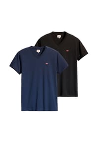 Levi's® - Herren T-Shirt 2er Pack - Original Housemark Tee, V-Ausschnitt, Baumwolle - Dunkelblau