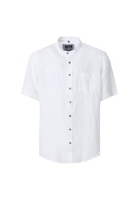 CASAMODA - Herren Leinenhemd Kurzarm uni Casual Fit - Blau