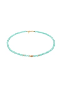 elli. PREMIUM - Halskette Amazonit Perlen Hellgrün Beads 925 Silber Vergoldet - Türkis