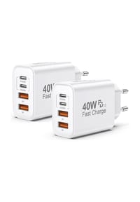 MANIKE - 2 Pack USB C Ladegerät, 4 Ports 40W Mehrfach Schnellladegerät Netzteil Power Adapter - weiß
