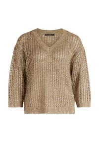 BETTY BARCLAY - Strickpullover, 3/4-Arm, V-Ausschnitt, für Damen - 7366 SOFT OLIVE