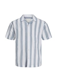 JACK & JONES - Hemd SUMMER STRIPE RESORT Kurzarmhemd - blau