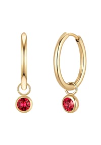 GLANZSTÜCKE MÜNCHEN - Creolen Edelstahl gelbgold Kristalle von Swarovski rot - gelbgold