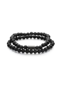 TRUE REBELS - Herren Set (Armbänder 2er) aus Edelstahl in retro Lavastein - retro