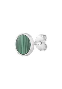 caї - Single-Ohrstecker 925/- Sterling Silber 1 Malachit - weiß