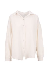Seasons of April - Bluse Oversized Musselinbluse Sasha Kurze Musselin Hemdbluse mit Knopfverschluss aus 100% Baumwolle - Beige