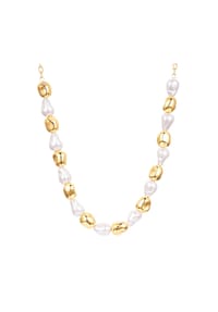 Luluandjane - Kette gelbgold Glasperle weiß - weiß