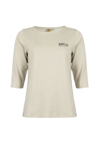 ROADSIGN® australia - Damen Langarmshirt Happy Life Shirt mit positiven Print für inspirierende Alltagslooks - beige