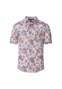 CASAMODA - Herren Leinenhemd Print Casual Fit - Orange