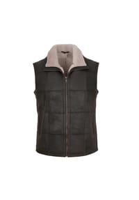 MADDOX - Herren Lederweste Lammnubuk Lammfell braun-beige - braun-beige