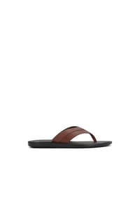 kazar - Herren Flip-Flops aus braunem Leder mit perforiertem Schaft - Braun