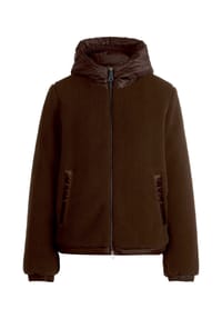 BETTY BARCLAY - Plüschjacke mit Kapuze - Dunkelbraun