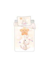 COFI - Kinder Bettwäsche-Set – Bettbezug 100x135 cm & Kissenbezug 40x60 cm - Beige 100x135cm