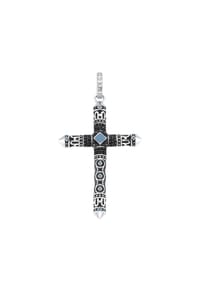 GIORGIO MARTELLO MILANO - Anhänger Kreuz, schwarze Spinelle und Email in türkis, Silber 925 - silber