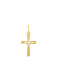 amor Kreuz - Motivanhänger für Damen und Herren, Unisex, Gold 585, Zirkonia synth. | Kreuz - Gold