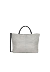 KAZAR STUDIO - Silberne tote bag mit Griffen aus schwarzem Leder - Silber