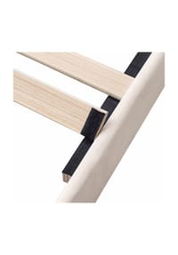 KOMHTOM - Polsterbett 140x200 cm, Samt beige, mit Lattenrost & Holz-Kopfteil – ohne Matratze - Beige