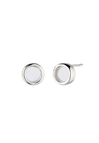 elli. - Ohrringe Ohrstecker Rock Crystal Kreis Transparent 925 Sterling Silber - Silber