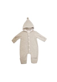 maximo® - GOTS BABY-Overall, Wollfleece Jerseyfutter, Knöpfe, Pompon - düne