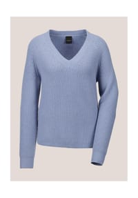 MADELEINE - Langarm V-Ausschnitt-Pullover Strick - rauchblau