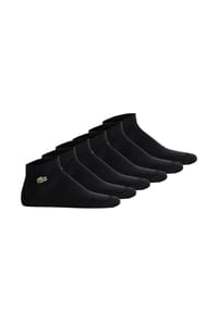 LACOSTE - Unisex Sneakersocken, 6er Pack - Baumwollmischung, einfarbig, Logo - Schwarz