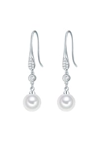 Luluandjane - Damen Ohrringe aus Messing in Silber mit Glas und Muschelkernperle - silber