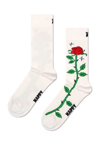 HAPPY SOCKS - Socken "Rose", Rippbündchen - 1000 WHITE