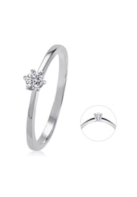 ONE ELEMENT Timeless Diamonds - 0,08 ct Diamant Brillant Ring aus 585 Weißgold - silber