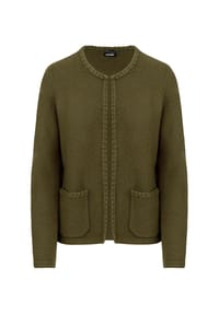 GOLDNER - Strickcardigan mit Häkchenverschluss - khaki