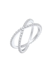 elli. - Ring Kreuz Wickelring Criss Cross Kugel 925 Silber - Gold