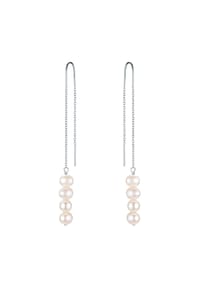 VALERO PEARLS - Damen Ohrringe aus 925/- Sterling Silber in Silber mit Süßwasser-Zuchtperle - weiß