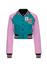QUEEN KEROSIN - Collegejacke Cropped Fit Lucky Cat - grün