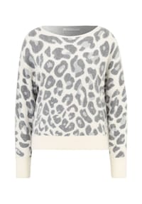BETTY & CO - Strickpullover mit U-Boot-Ausschnitt - Weiß/Grau