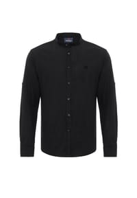CIPO & BAXX® - Langarmhemd CH198 Baumwoll-Leinen Mix - BLACK