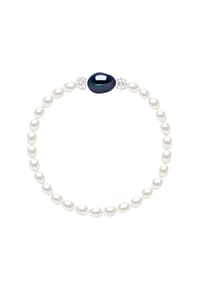 Pearls & Colors - Elastisches Armband mit barocken Perlen und Kristallen - Weiß/Cristal Color