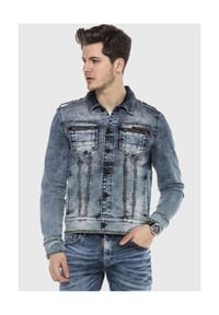 CIPO & BAXX® - Jeans Jacke JEANS JACKET im washed Look - BLUE
