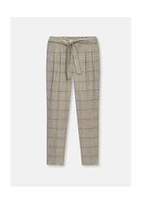 MADELEINE - Karo-Bundfaltenhose mit Bindegürtel - taupe / multicolor