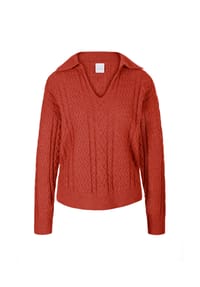 MADELEINE - Zopfpullover mit V-Ausschnitt - rotorange / melange