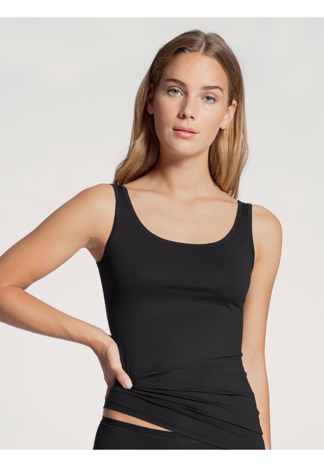Calida Natural Comfort Unterhemd, Single-Jersey, U-Ausschnitt, FüR Damen, Schwarz, L