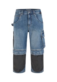 HERO BY JOHN MEDOOX® - MARLOW PRO WORKWEAR Herren Arbeits- 3/4-Jeans 3/4-Länge - mid blue washed
