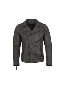 JILANI - Herren Lederjacke Bikerjacke Lammnappa grau - grau