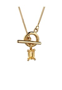 elli. - Halskette Knebelverschluss Mit Citrin Gelb 925 Sterling Silber Vergoldet - Gold