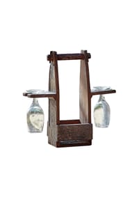 LOBERON - Flaschenhalter mit Gläsern Préalon braun/klar - braun/klar
