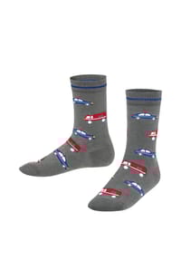 FALKE - Police and Fire Cars Socken, hautschmeichelnd, für Kinder - 3390 LIGHT GREYMELANGE