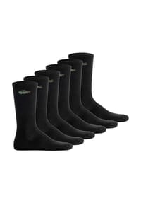 LACOSTE - Unisex Socken, 6er Pack - Long Sport Socks, Tennissocken, Logo, einfarbig - Schwarz